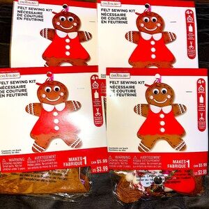 Felt Kits- Christmas Gingerbread Ornaments. 4 kits